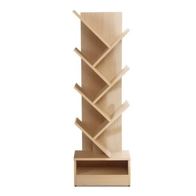 Display Shelf Tree Bookshelf Book Storage Rack Bookcase – Natural, 7 Shelf