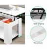 Lift Up Top Coffee Table Storage Shelf – White