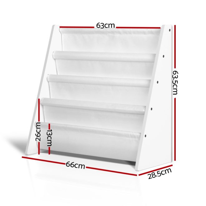 4 Tiers Kids Bookshelf Magazine Shelf Children Bookcase Rack Organiser