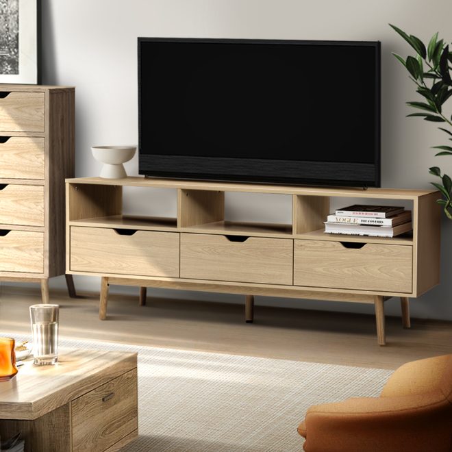 Newburgh Wooden Scandinavian Entertainment Unit – Natural