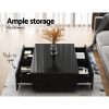 Modern Coffee Table 4 Storage Drawers High Gloss Living Room Furniture – Black