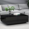 Modern Coffee Table 4 Storage Drawers High Gloss Living Room Furniture – Black