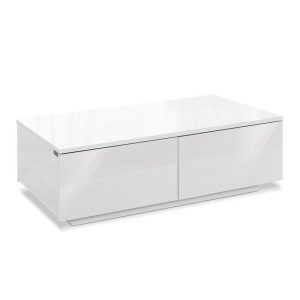 Modern Coffee Table 4 Storage Drawers High Gloss Living Room Furniture – White