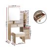 Dressing Table Mirror Stool Set Vanity Makeup Desk Organizer Drawer – Oak