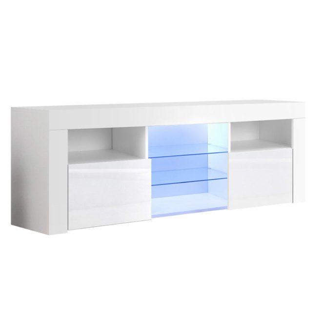 Entertainment Unit TV Cabinet LED 145cm White Angus