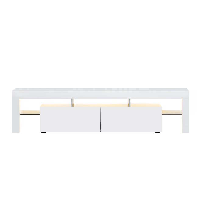 Newton 189cm RGB LED TV Stand Cabinet Entertainment Unit Gloss Furniture Drawers Tempered Glass Shelf – White