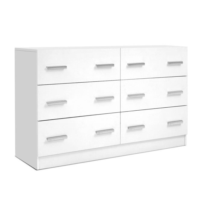 6 Chest of Drawers Cabinet Dresser Table Tallboy Lowboy Storage Wood – White