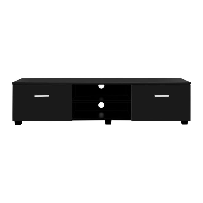 Porthcawl 140cm High Gloss TV Cabinet Stand Entertainment Unit Storage Shelf – Black