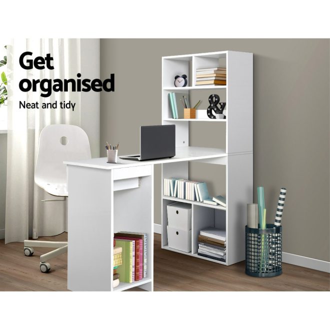 Computer Desk Bookshelf Drawer Cabinet White 120CM