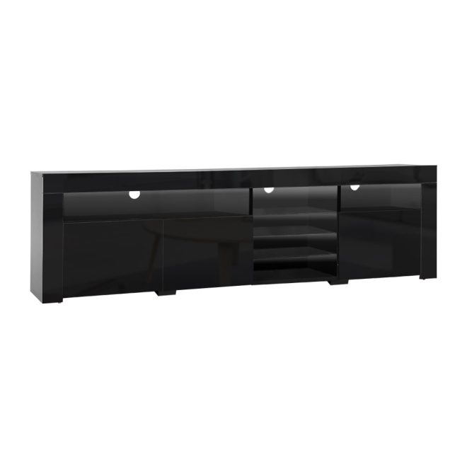 Amity TV Cabinet Entertainment Unit Stand RGB LED Gloss 3 Doors 180cm – Black