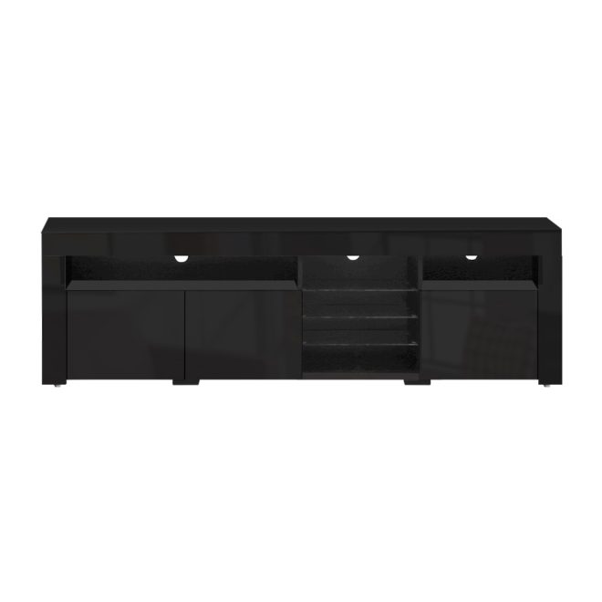 Amity TV Cabinet Entertainment Unit Stand RGB LED Gloss 3 Doors 180cm – Black