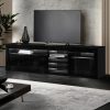 Amity TV Cabinet Entertainment Unit Stand RGB LED Gloss 3 Doors 180cm – Black