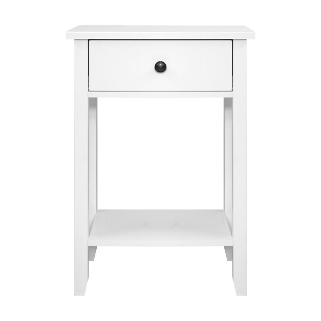 Timonium Bedside Tables Drawer Side Table Nightstand White Storage Cabinet White Shelf – 50x30x74 cm