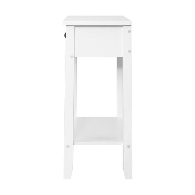 Timonium Bedside Tables Drawer Side Table Nightstand White Storage Cabinet White Shelf – 50x30x74 cm