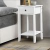 Timonium Bedside Tables Drawer Side Table Nightstand White Storage Cabinet White Shelf – 50x30x74 cm