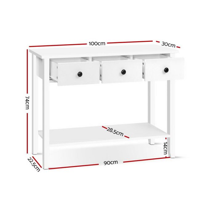 Hallway Console Table Hall Side Entry Drawers Display White Desk Furniture – 3 Drawer