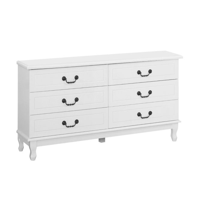 Chest of Drawers Dresser Table Lowboy Storage Cabinet White KUBI Bedroom – 120×36.5×65 cm