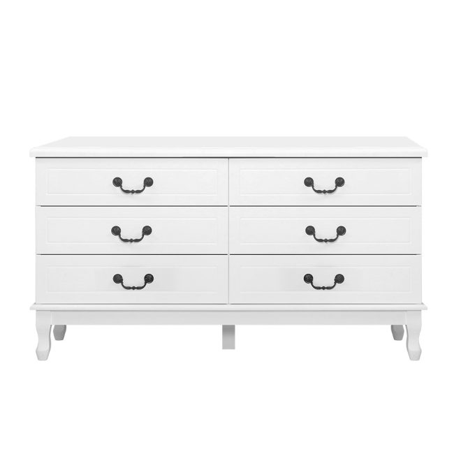 Chest of Drawers Dresser Table Lowboy Storage Cabinet White KUBI Bedroom – 120×36.5×65 cm