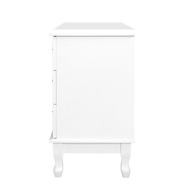 Chest of Drawers Dresser Table Lowboy Storage Cabinet White KUBI Bedroom – 120×36.5×65 cm