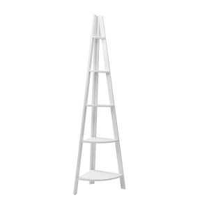 Bookshelf Corner Shelf 5 Tiers – CANE White