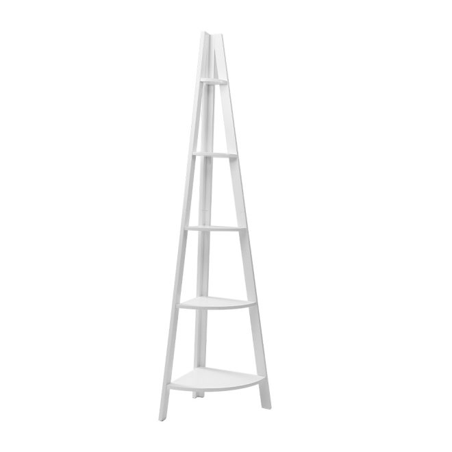 Bookshelf Corner Shelf 5 Tiers – CANE White