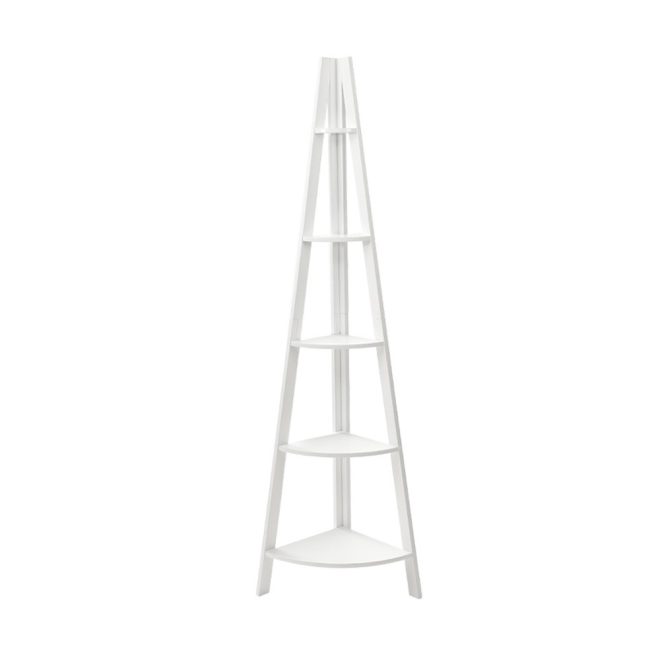 Bookshelf Corner Shelf 5 Tiers – CANE White