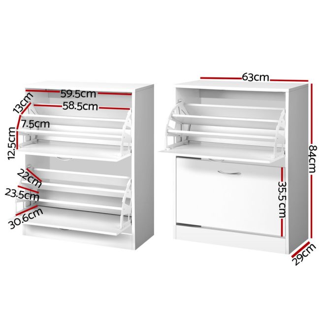 Door Shoe Cabinet – White – 63x29x84 cm