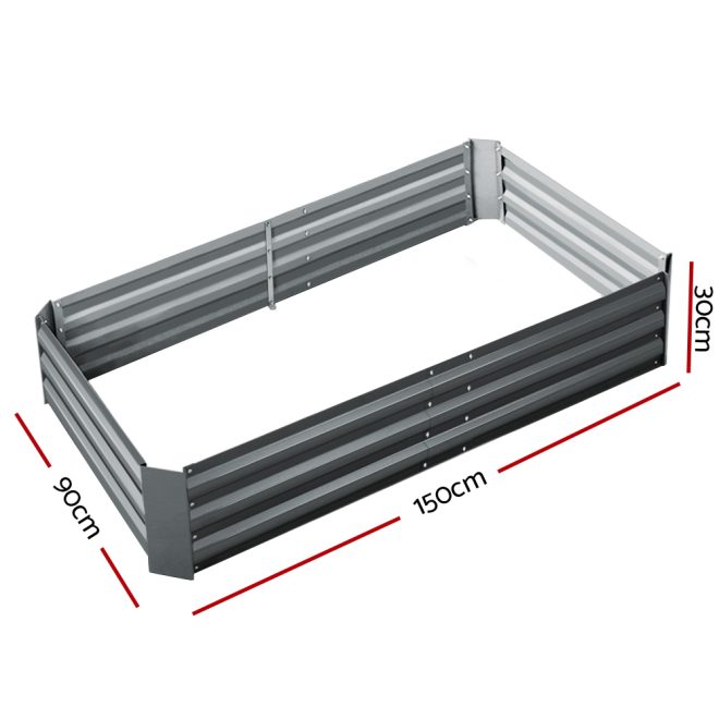 Garden Bed 2PCS Galvanised Steel Raised Planter – 150x90x30 cm