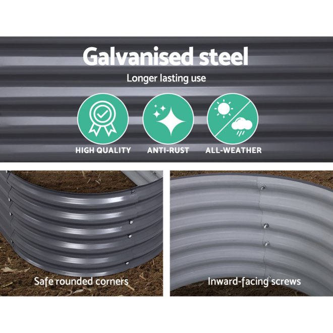 Galvanised Raised Garden Bed Steel Instant Planter – 160x80x42 cm