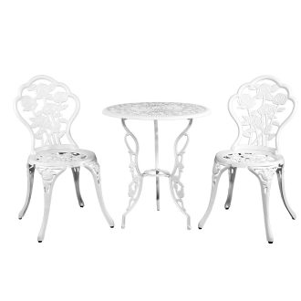 3PC Outdoor Setting Cast Aluminium Bistro Table Chair Patio