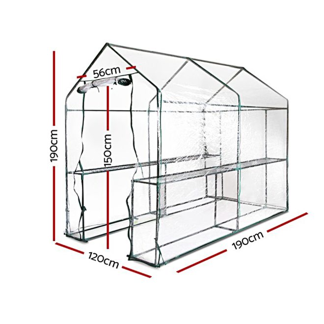 Greenhouse Garden Shed Green House 1.9X1.2M Storage Plant Lawn – Clear