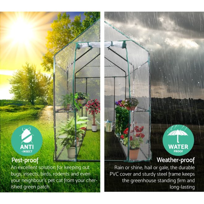 Greenhouse Garden Shed Green House 1.9X1.2M Storage Plant Lawn – Clear