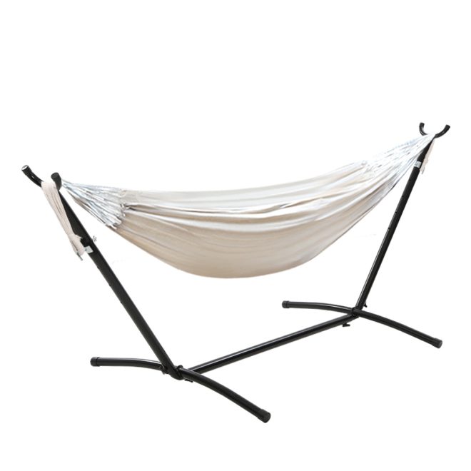 Hammock Bed Camping Chair Outdoor Lounge Single Cotton with Stand