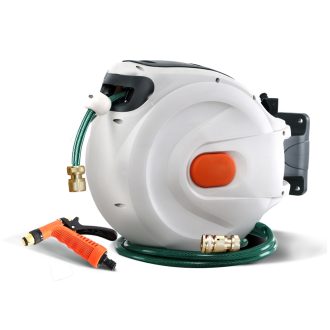 Retractable Hose Reel Garden Water Brass Spray Gun Auto Rewind