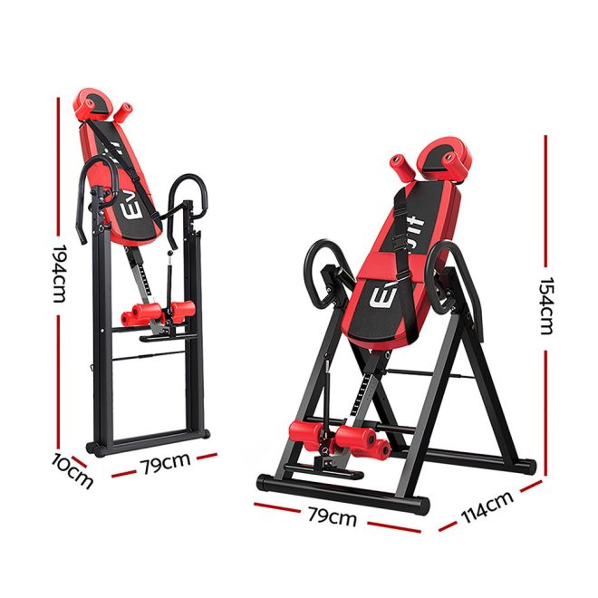 Gravity Inversion Table Foldable Stretcher Inverter Home Gym Fitness – Red