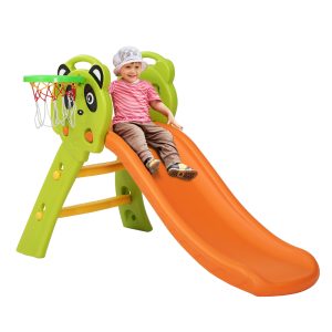 Kids Slide with Basketball Hoop Outdoor Indoor Playground Toddler Play – Orange