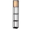 Led Floor Lamp Shelf Vintage Wood Standing Light Reading Storage Bedroom – Black, Type 1