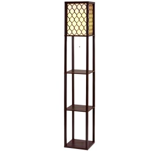 Led Floor Lamp Shelf Vintage Wood Standing Light Reading Storage Bedroom – Brown, Type 2