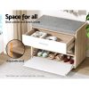 Shoe Cabinet Bench Shoes Storage Organiser Rack Fabric Seat Wooden Cupboard Up to 8 pairs