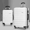 Luggage Trolley Set Travel Suitcase TSA Hard Case White – 2 Sets