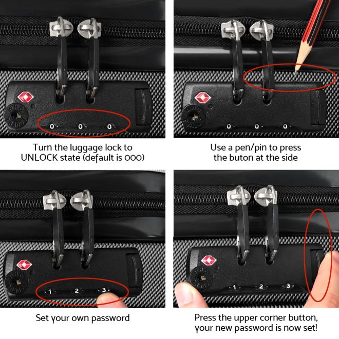 Luggage Trolley Travel Suitcase Set TSA Lock Hard Case