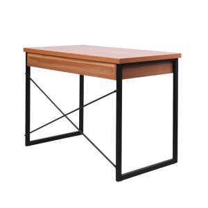 Metal Desk with Drawer – Wooden Top – Walnut and Black