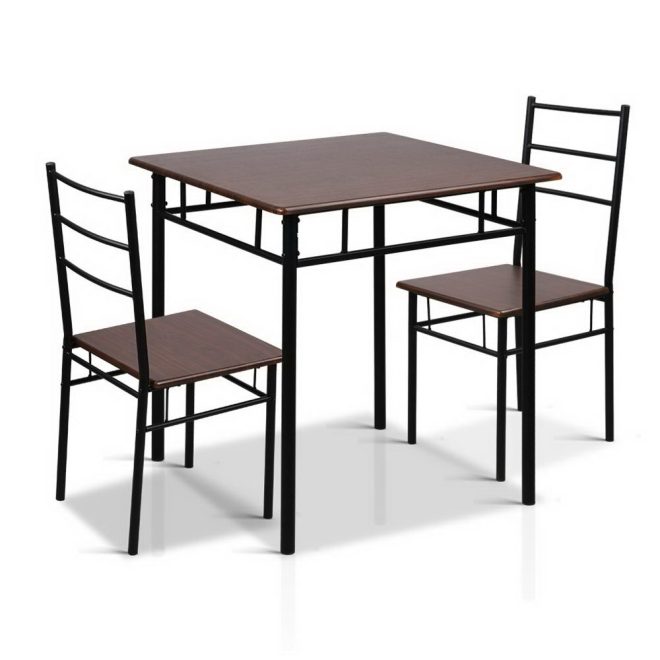 3 Piece Dining Set – Walnut and Black