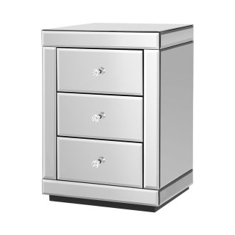 Albury Mirrored Bedside table Drawers Furniture Mirror Glass Presia