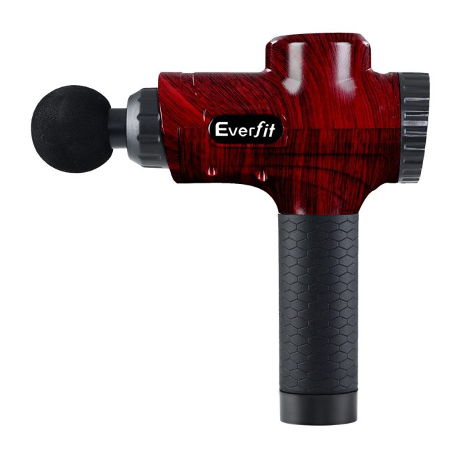 Massage Gun 6 Heads Massager Electric LCD Vibration Relief Percussion – Red