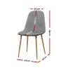 Dining Chairs Set of 4 Linen Curved Slope Grey