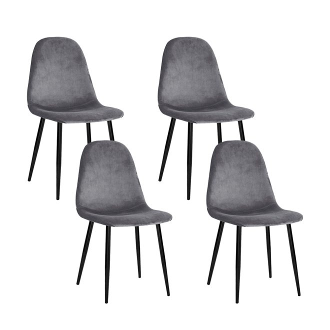 Dining Chairs Set of 4 Velvet Curved Slope Grey