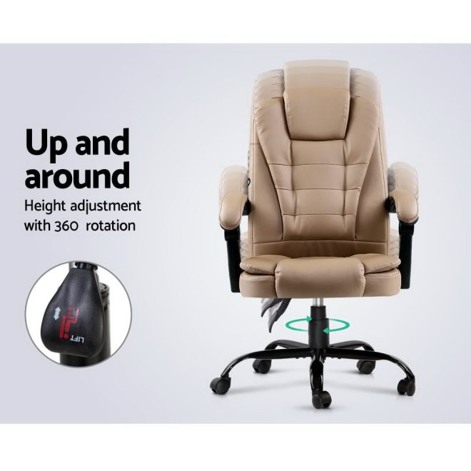 Electric Massage Office Chairs PU Leather Recliner Computer Gaming Seat – Espresso