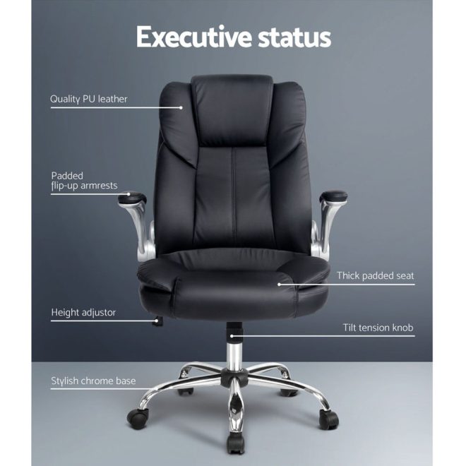 Kea Executive Office Chair Leather – Black