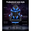 Office Chair Leather Gaming Chairs Footrest Recliner Study Work – Black and Blue